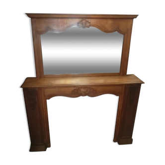 Late nineteenth century oak fireplace set