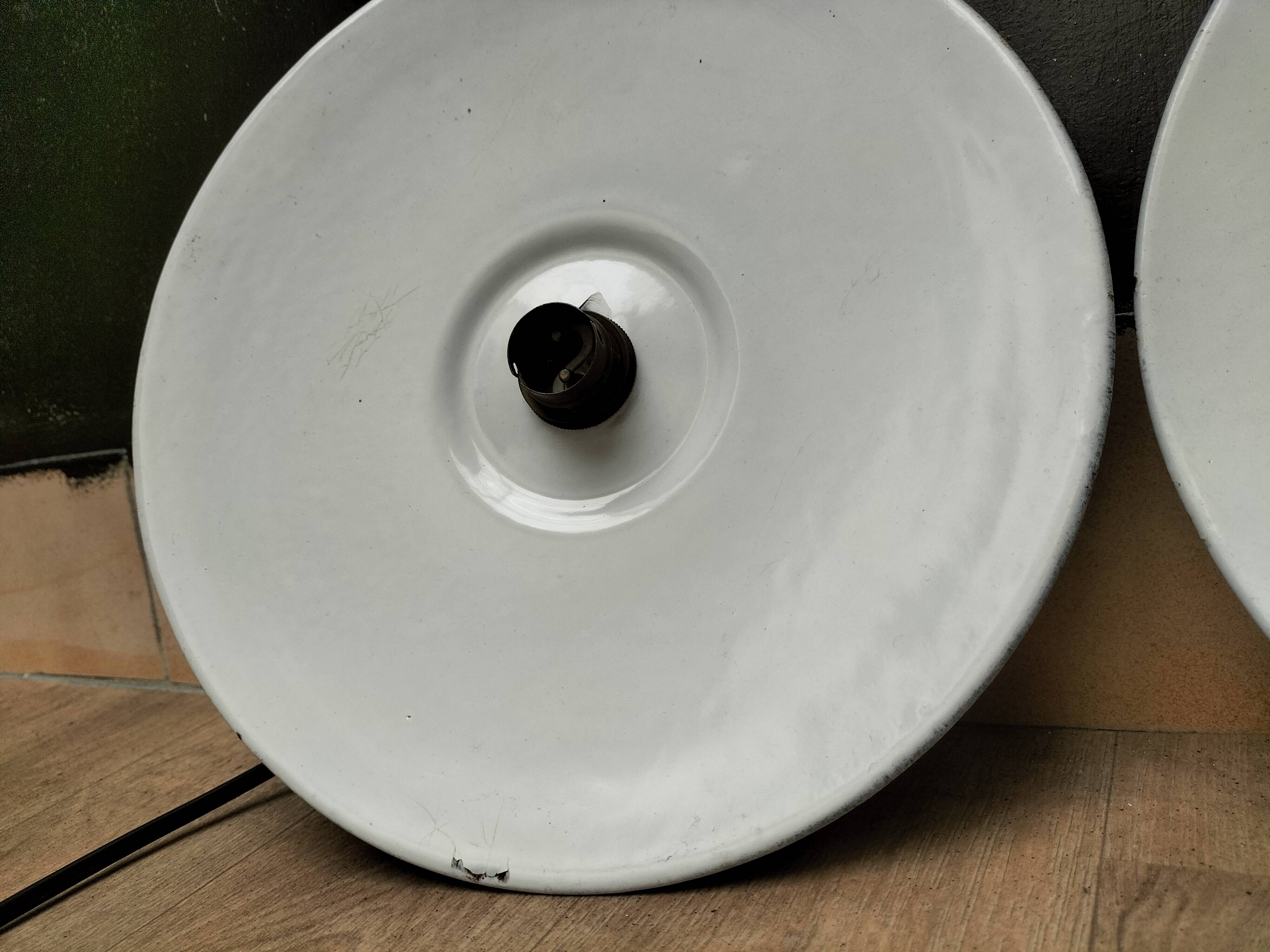 Enameled sheet metal pendant lights