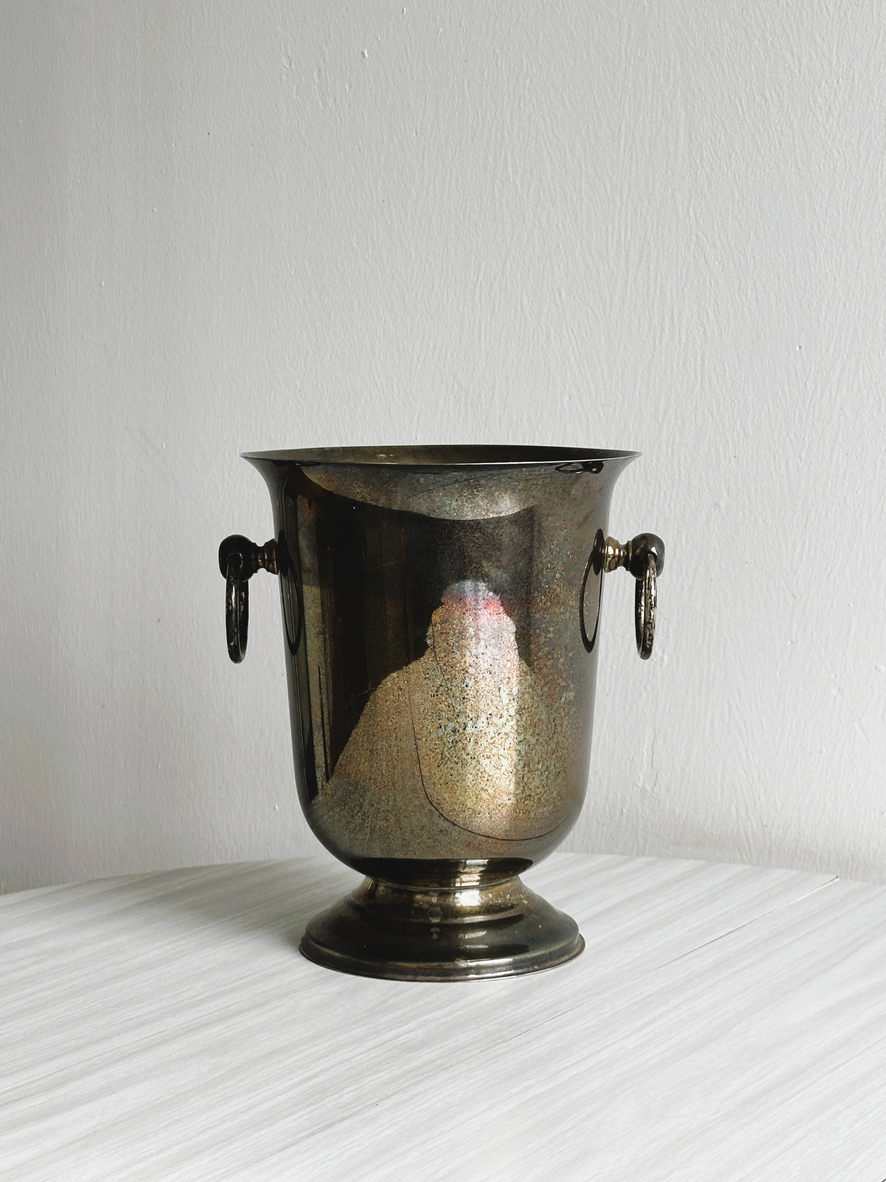 Antique patinated, hallmarked champagne bucket