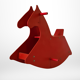 Cheval à bascule en contreplaqué constructiviste rouge, Suisse Années 1960
