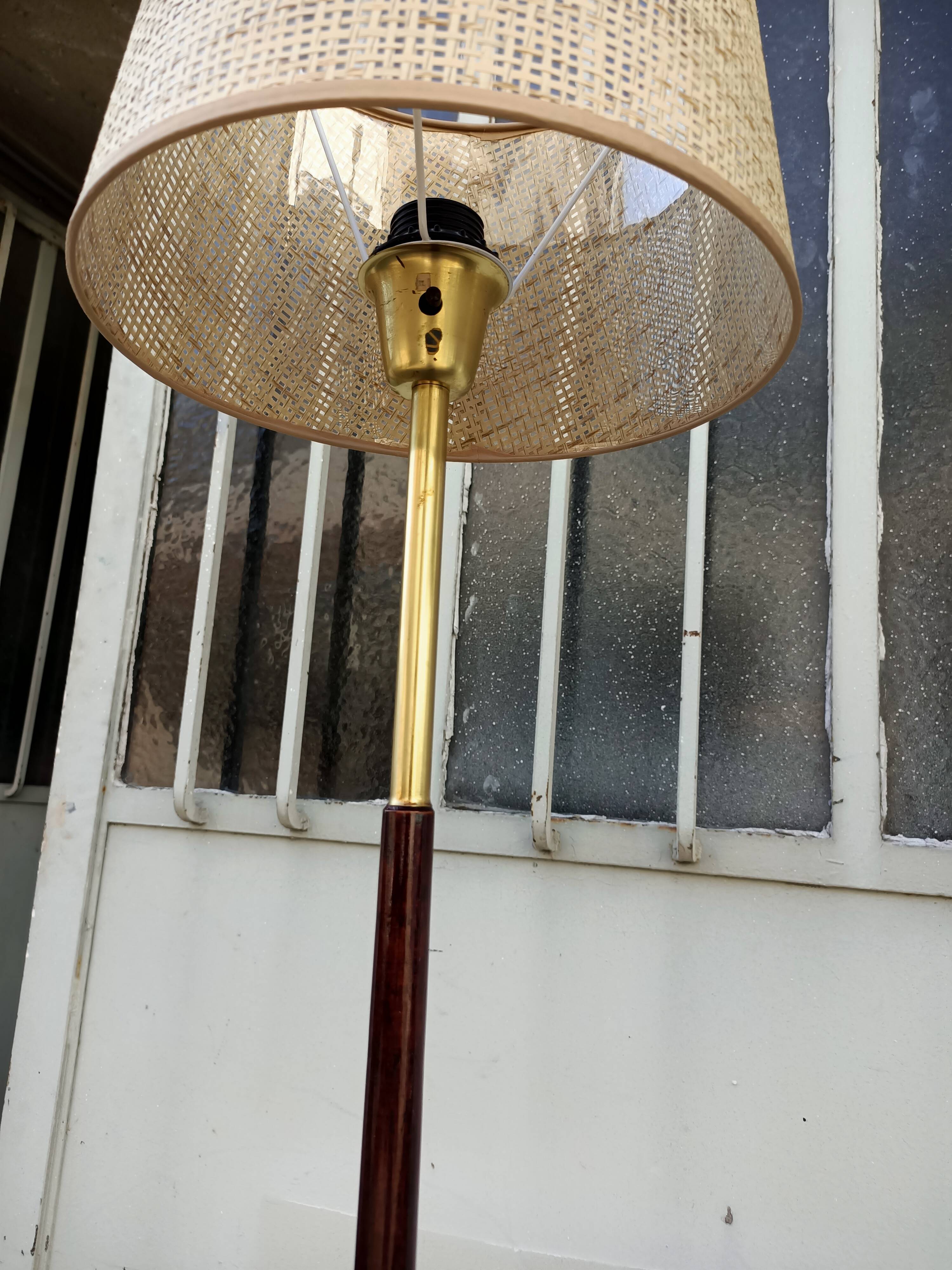 Lampadaire scandinave en teck et métal 1960