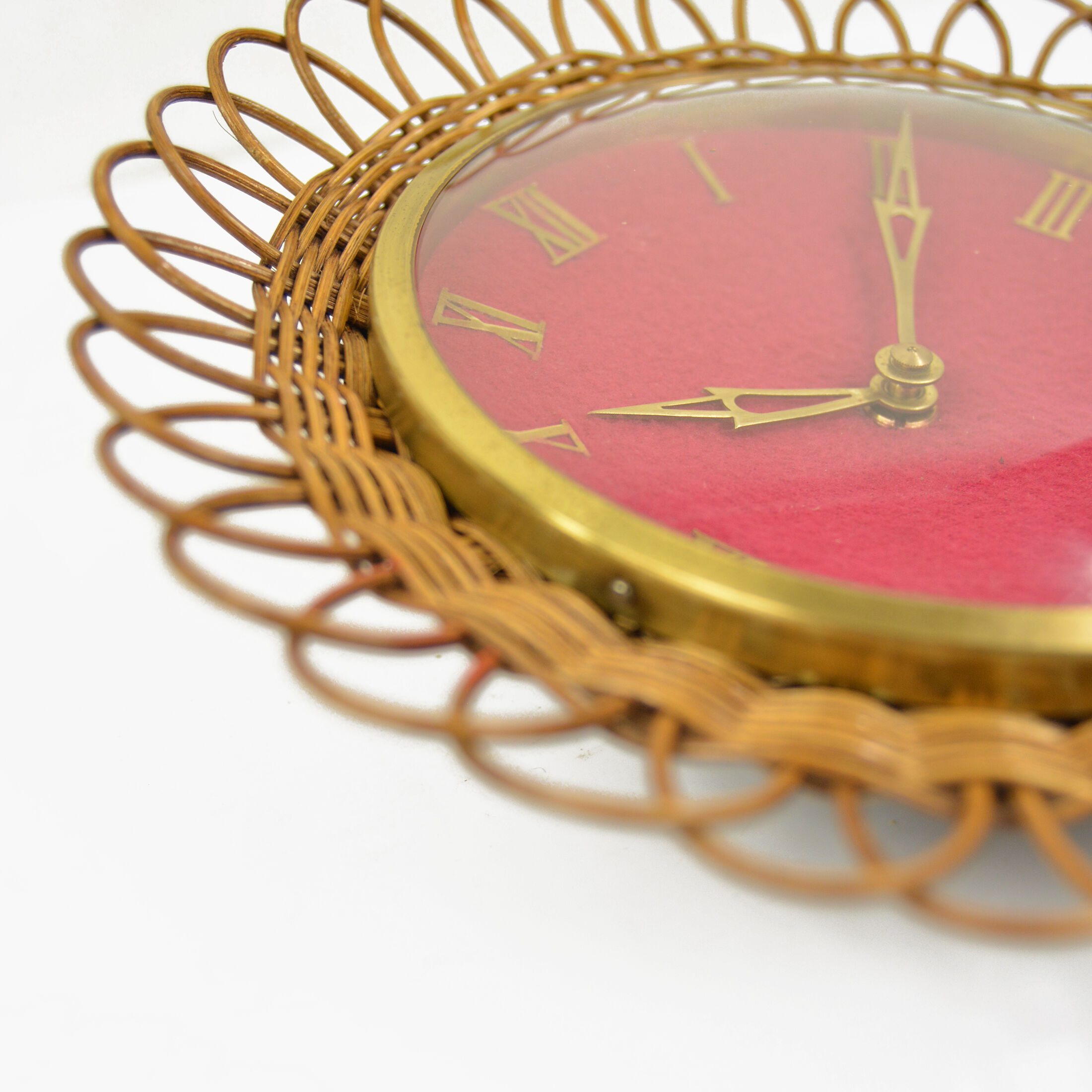 1960s Wicker wall clock UPG Halle, Germany