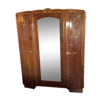 3-door walnut cabinet