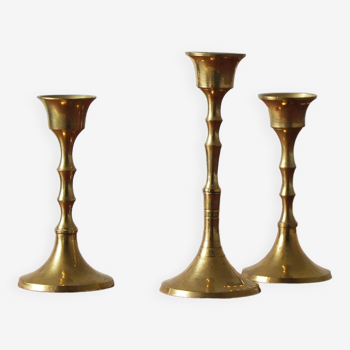 Vintage brass candlesticks, 1960s, set of 3