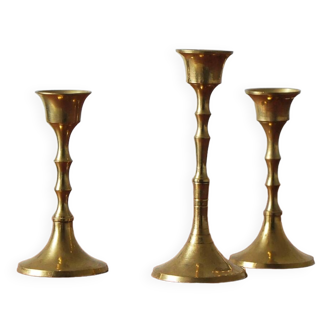 Vintage brass candlesticks, 1960s, set of 3