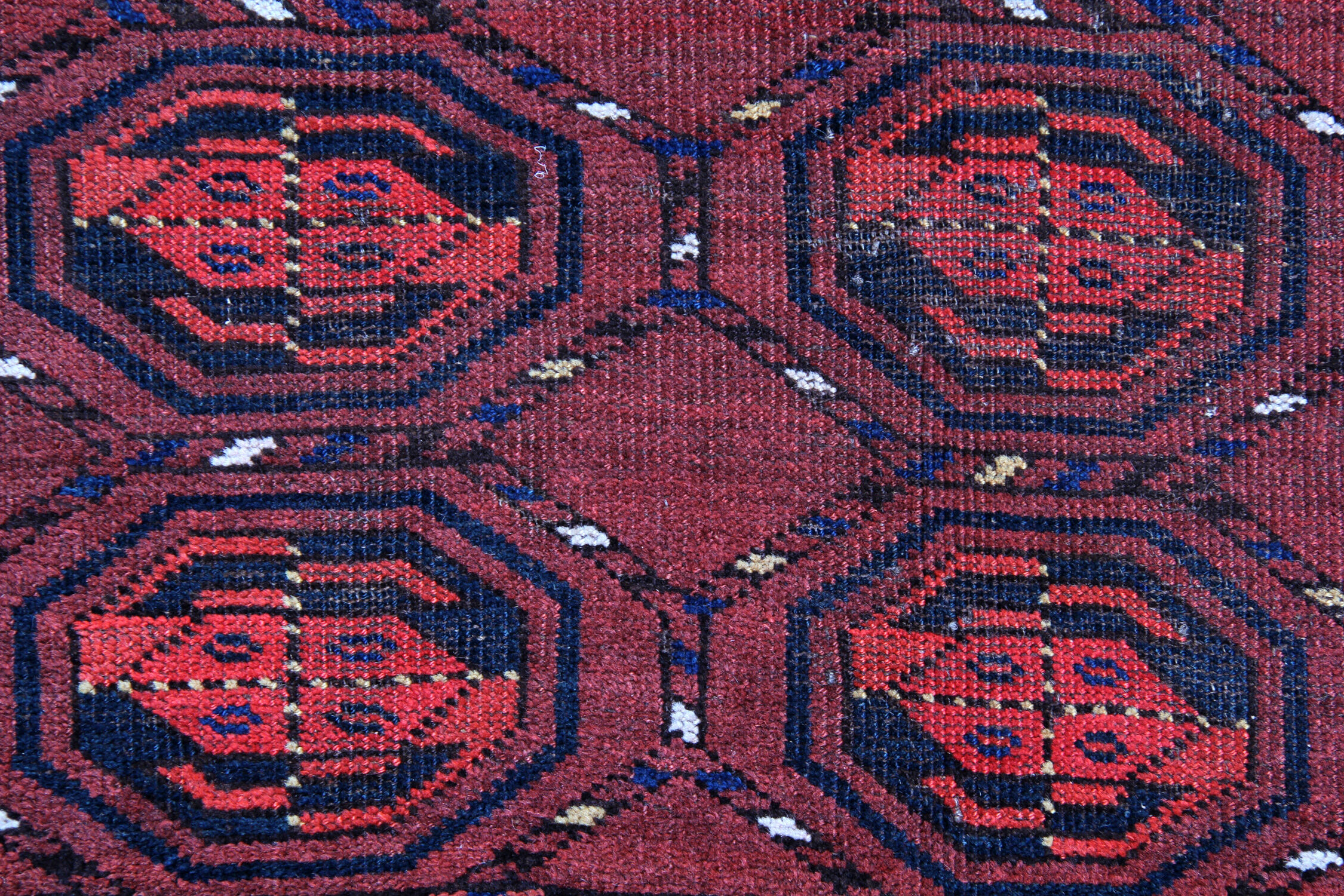 Red antique turkman carpet handwoven wool persian area rug- 110x204cm