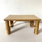 Vintage rattan low stool, 60s