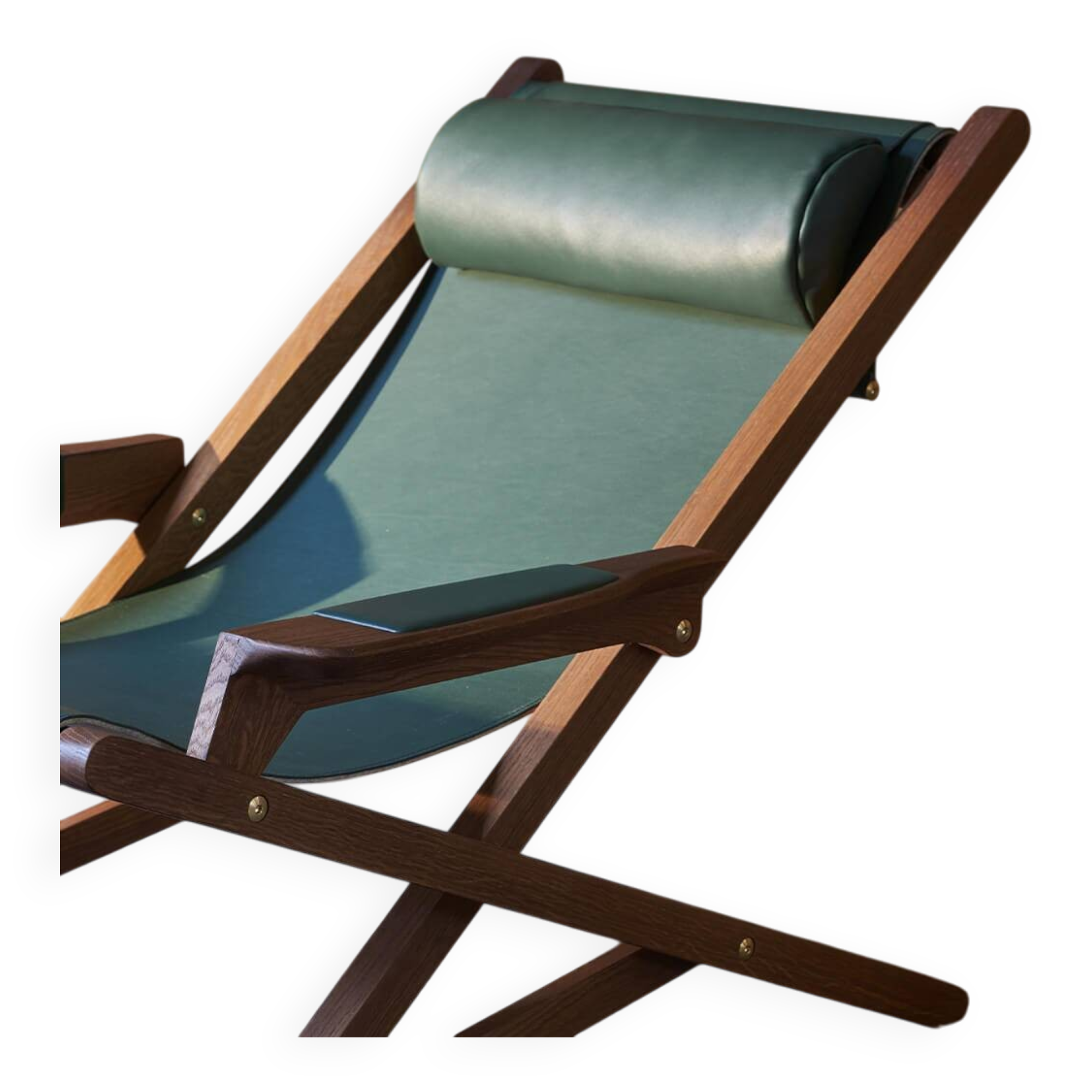 Oak and leather lounge chair designed by Emile DUVIVIER