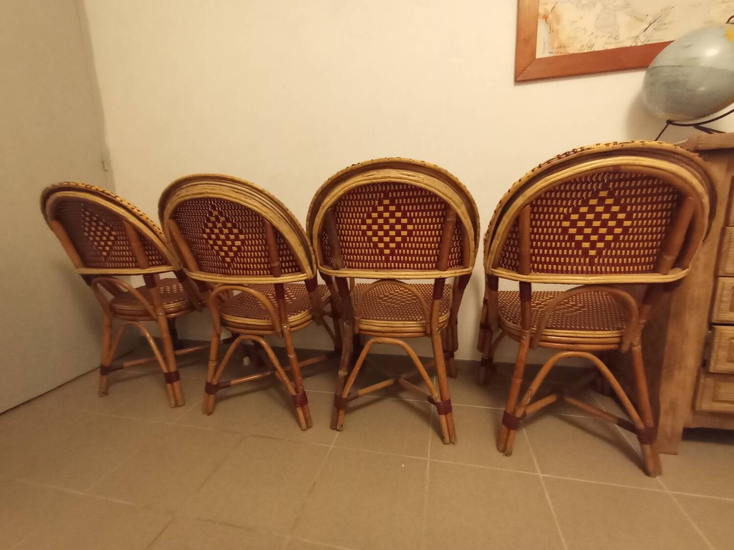 Vintage rattan bistro chairs