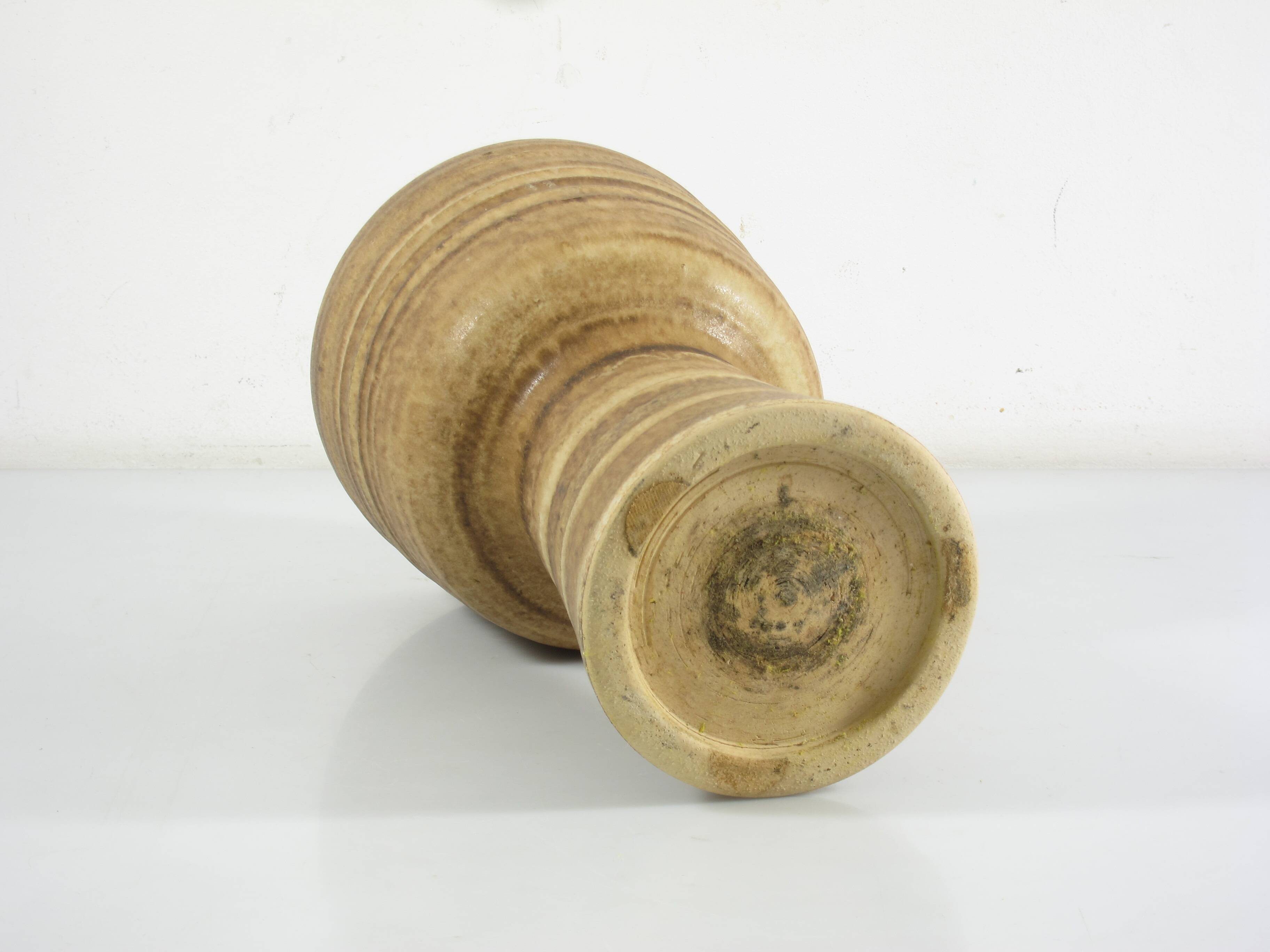 Brutalist Ceramic Vase, 1940s–1950s, Earthy Zen Tones, 33.5 cm