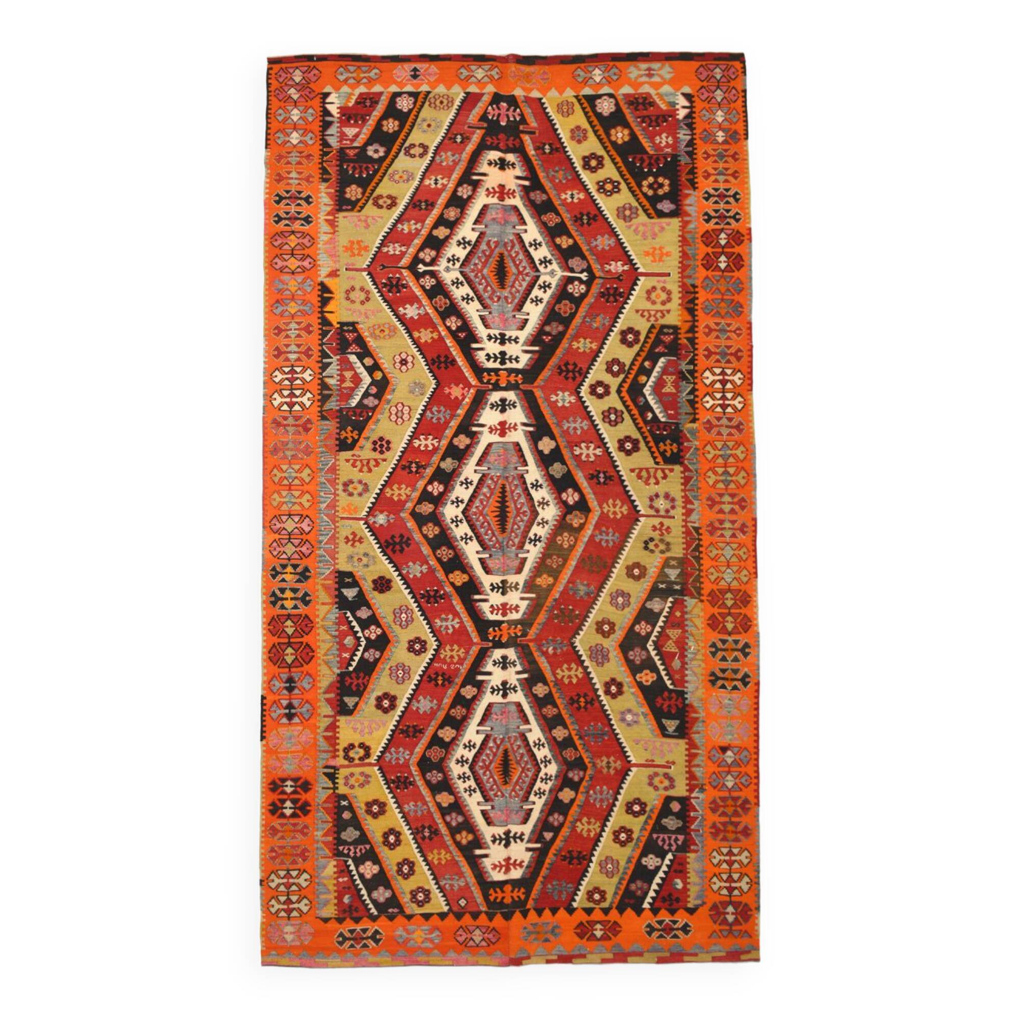 7x12 Scandinavian Kilim Rug, 205x384Cm