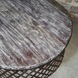 Table basse ronde en bois avec pieds métal