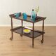 Classic serving trolley from the 1960s, solid Macoré frame with two Macoré veneer shelves and brass castors