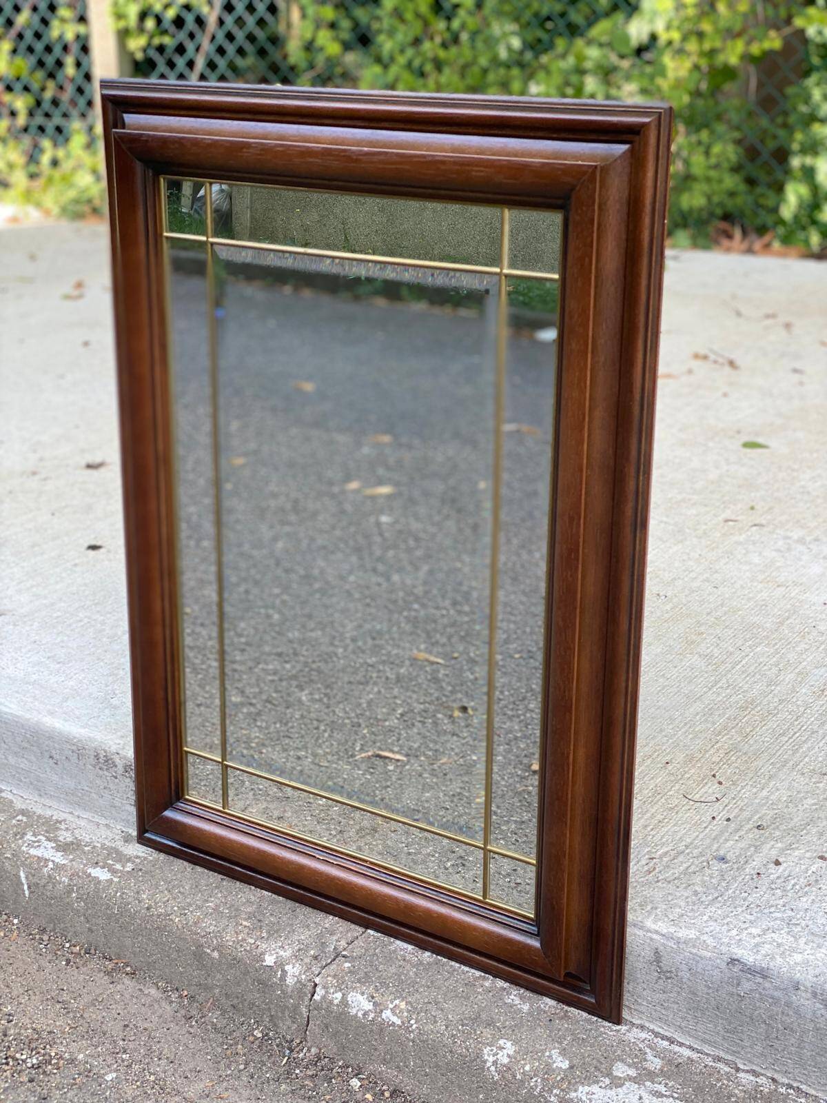 Art Deco beveled mirror in solid wood 77x57cm