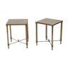 2 side tables in brass and travertine