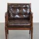 Vintage 1970s Design Armchair Made of Wood, Leather, and Webbing