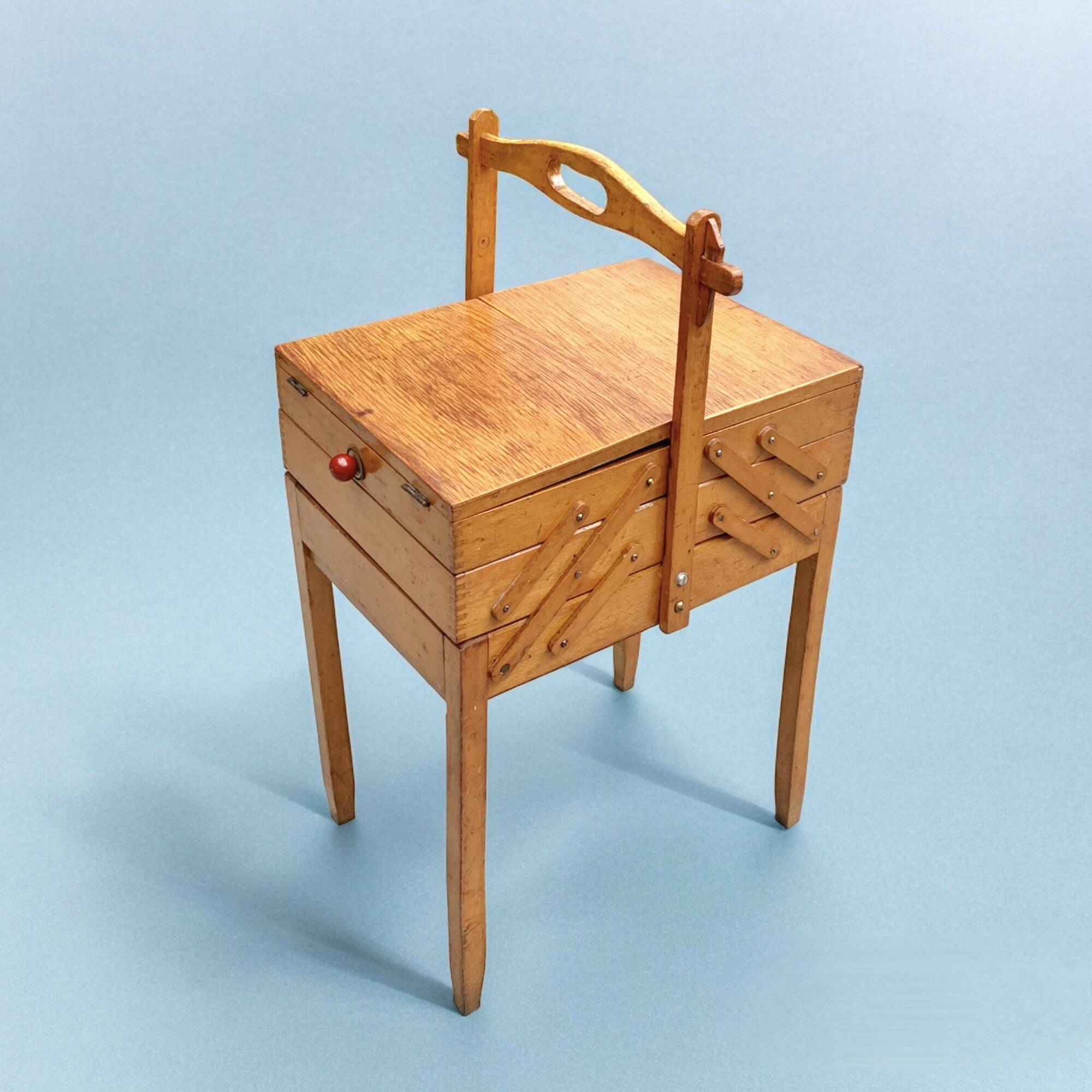 Old large wooden worker - Torck sewing box