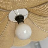 Vintage 1970s woven wicker pendant light