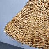 Mid-Century Floor Lamp with Rattan Shade, Czechoslovakia, 1960s