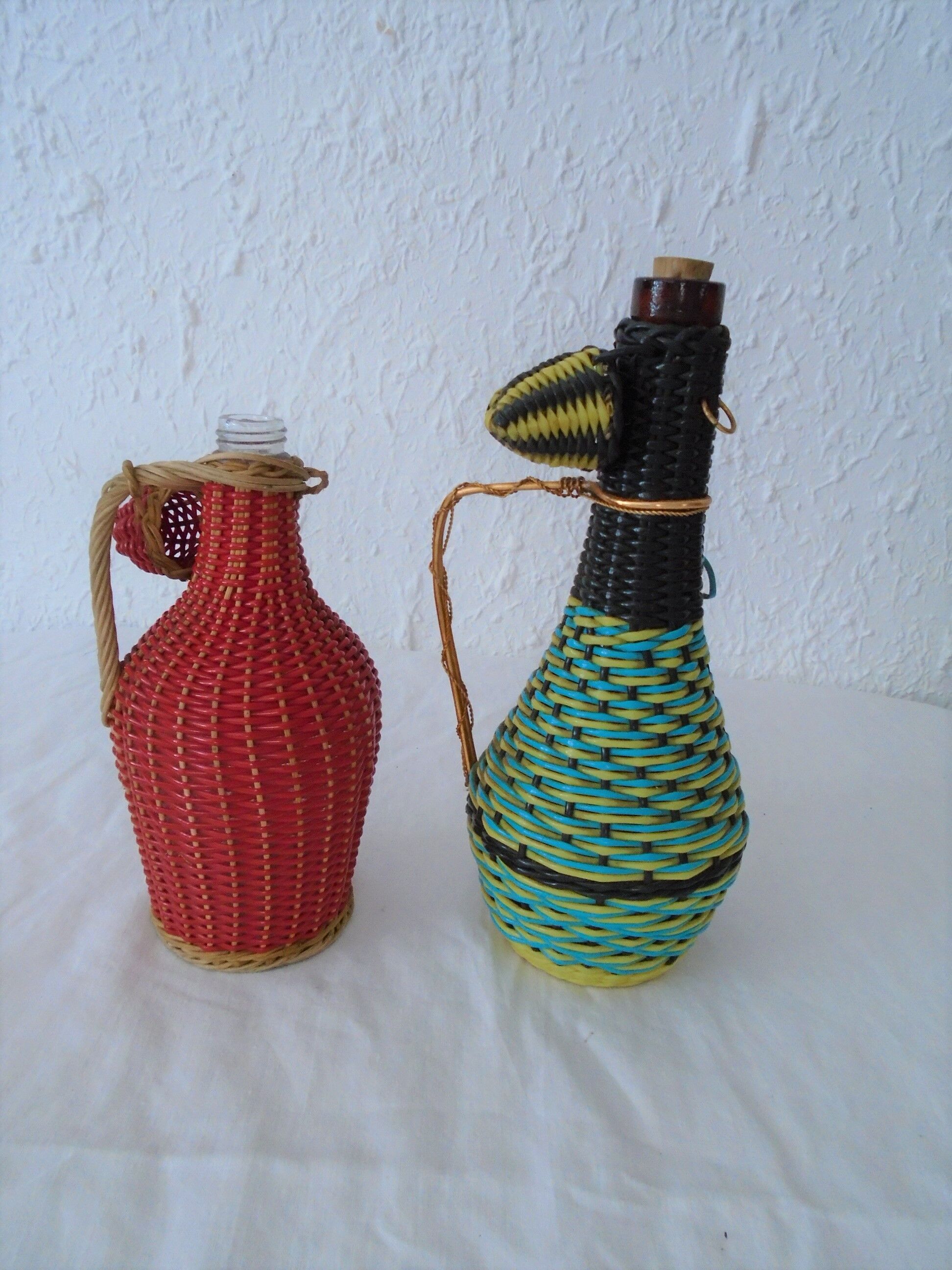 2 Vintage scoubidou bottles from the 70s