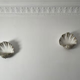 Duo of Art Deco plaster shell sconces