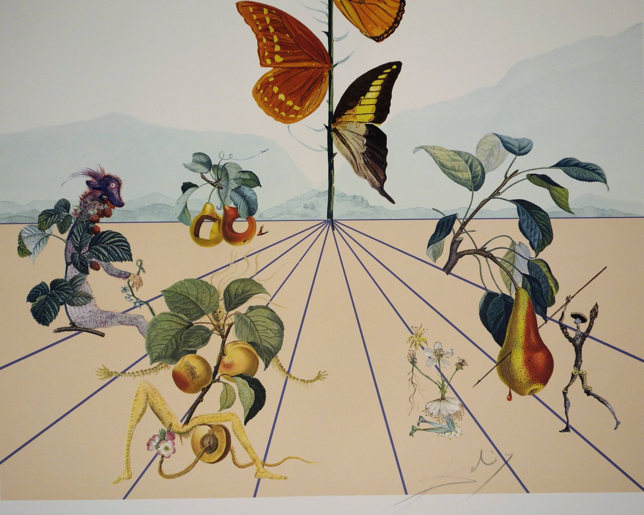 Salvador Dali: Flordali, The Butterfly Rose, original signed lithograph