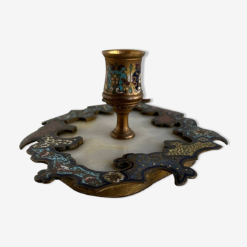 Cloisonné bronze hand candle holder