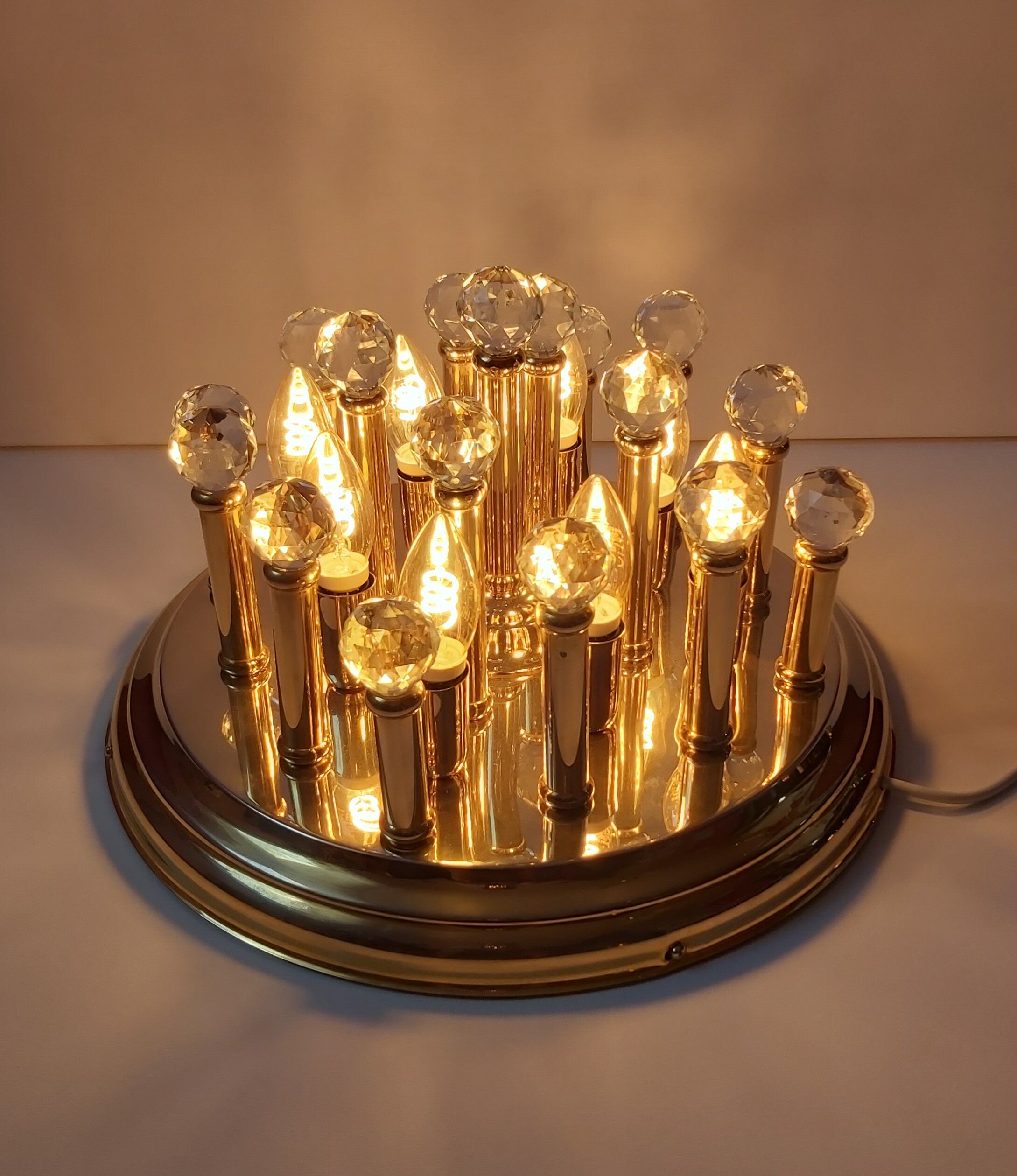 Brass plafond with Swarovski crystals, 1970s