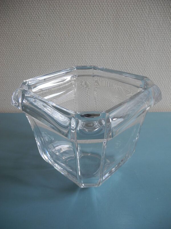 Ancien vase cache pot cristal déco vintage french crystal flower pot