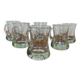 Set of 6 mugs in blown glass