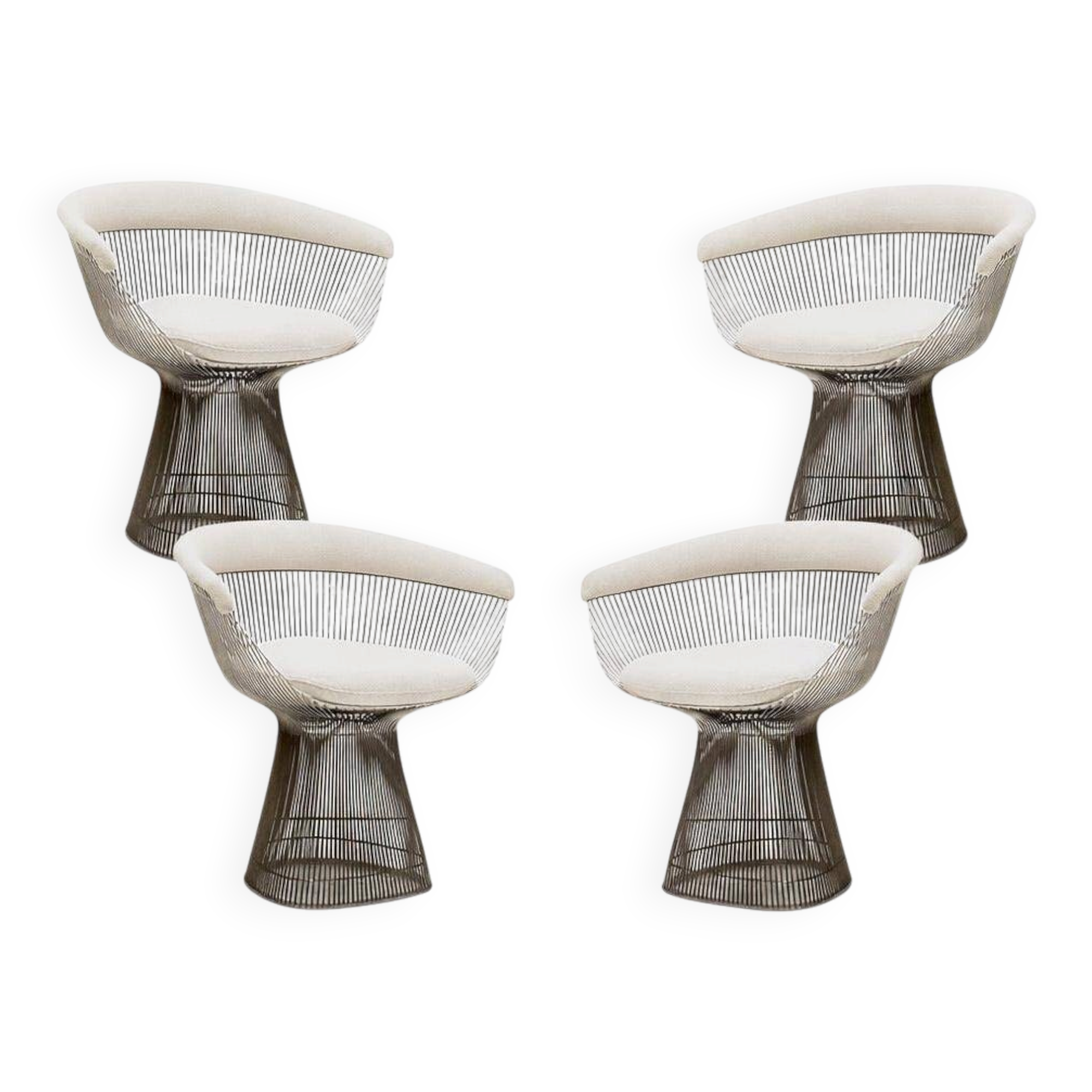 Set of Four Chairs Designed By Warren Platner With Steel structure, 1960's