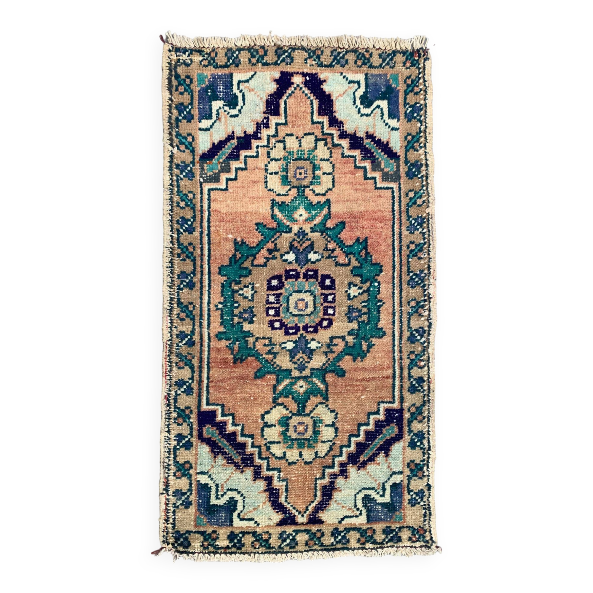 Small vintage turkish rug 90x48 cm, short runner, tribal, shabby, mini carpet