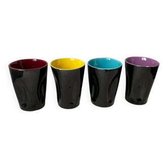 Set of 4 Covain Vallauris ceramic glasses