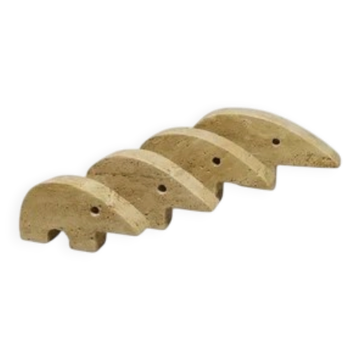 Rare set of 4 mid-century travertine anteater sculptures by Enzo Mari for F.lli Mannelli, 1970s