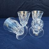 4 vintage Harcourt style faceted water glasses