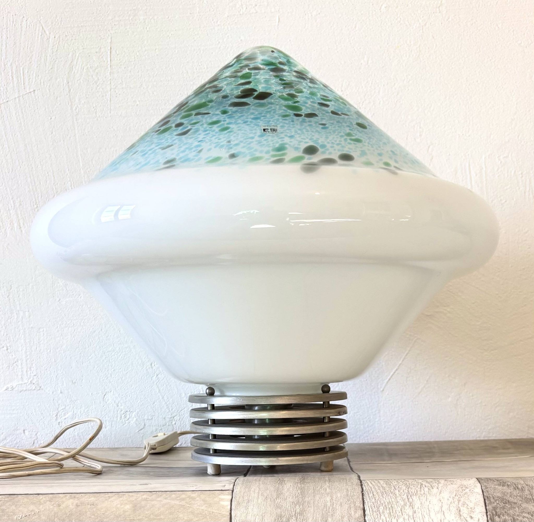 Grande lampe Murano Fratelli Toso - Étiquette originale - Space Age