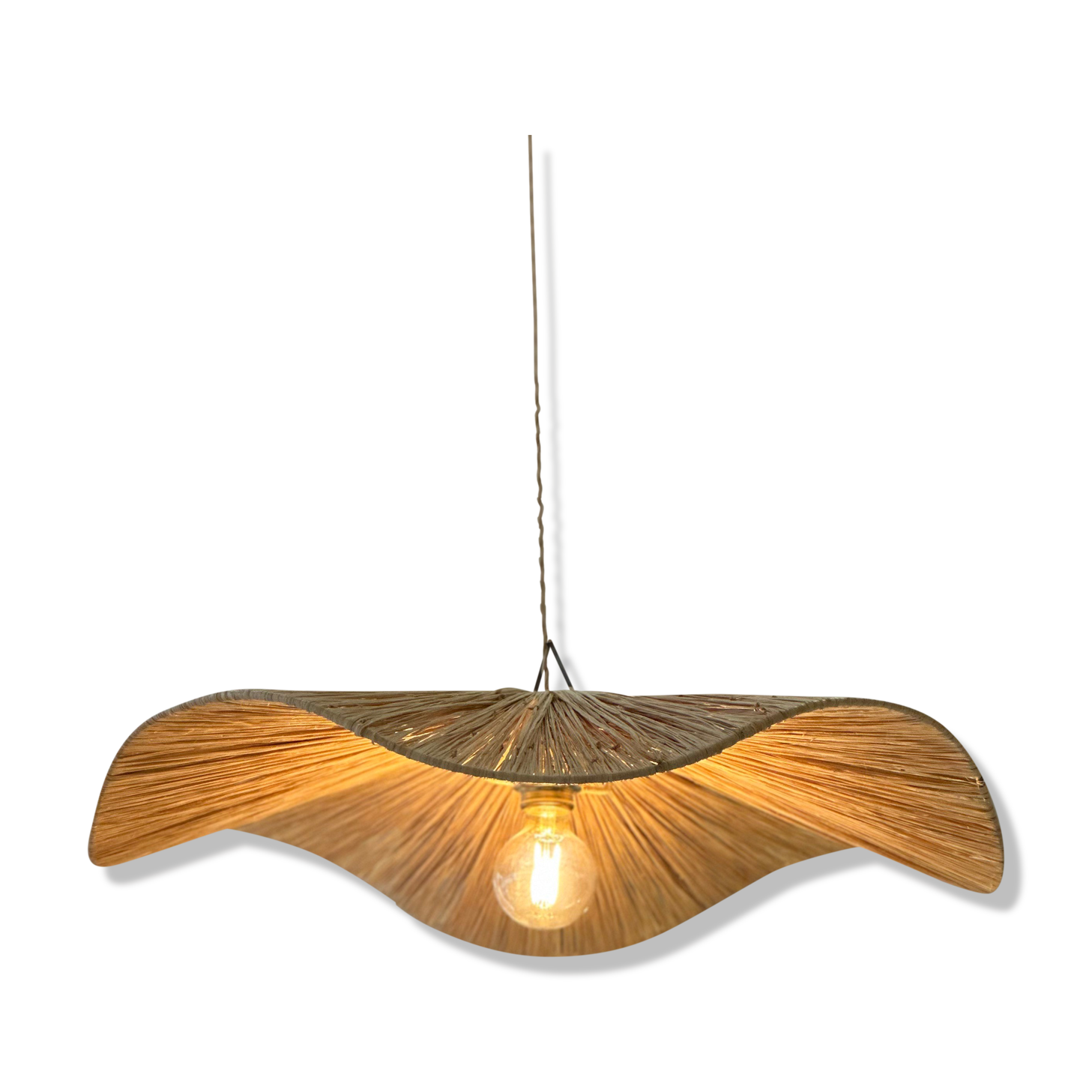 Hanging lamp flower wave raffia oda - l d75 cm