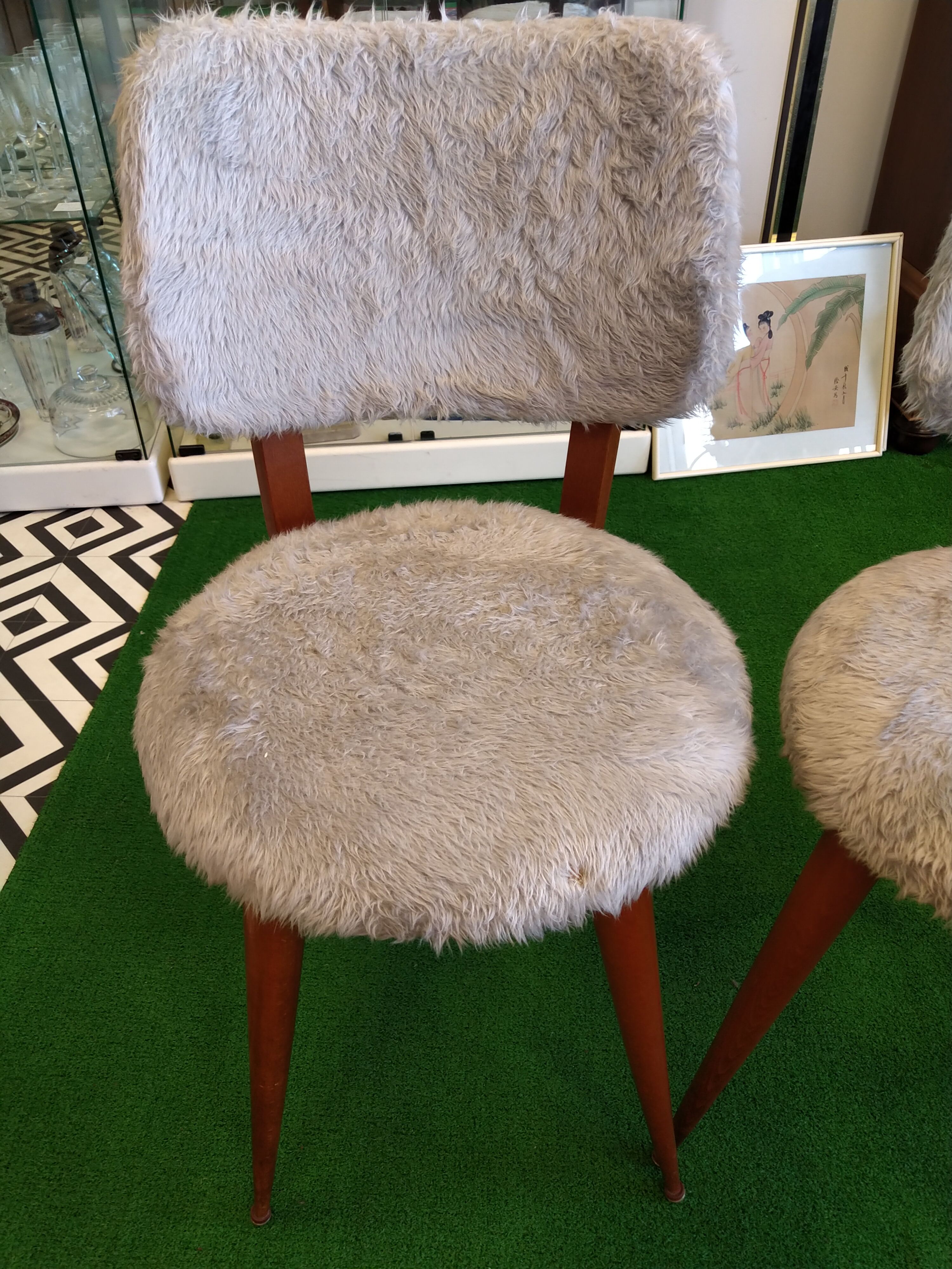Pair of seventies chairs with compass feet
