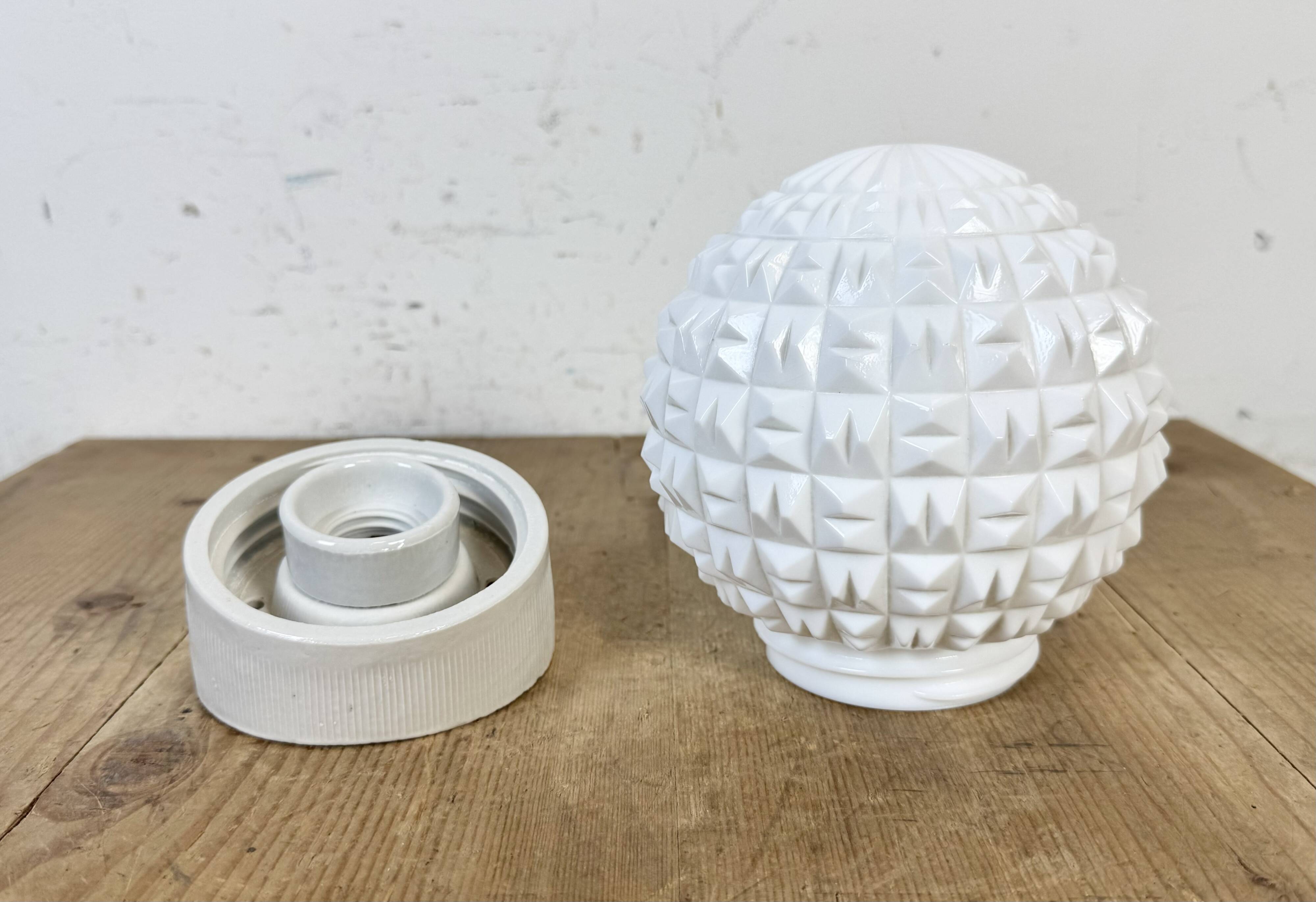 Vintage White Porcelain Wall Light, 1970s