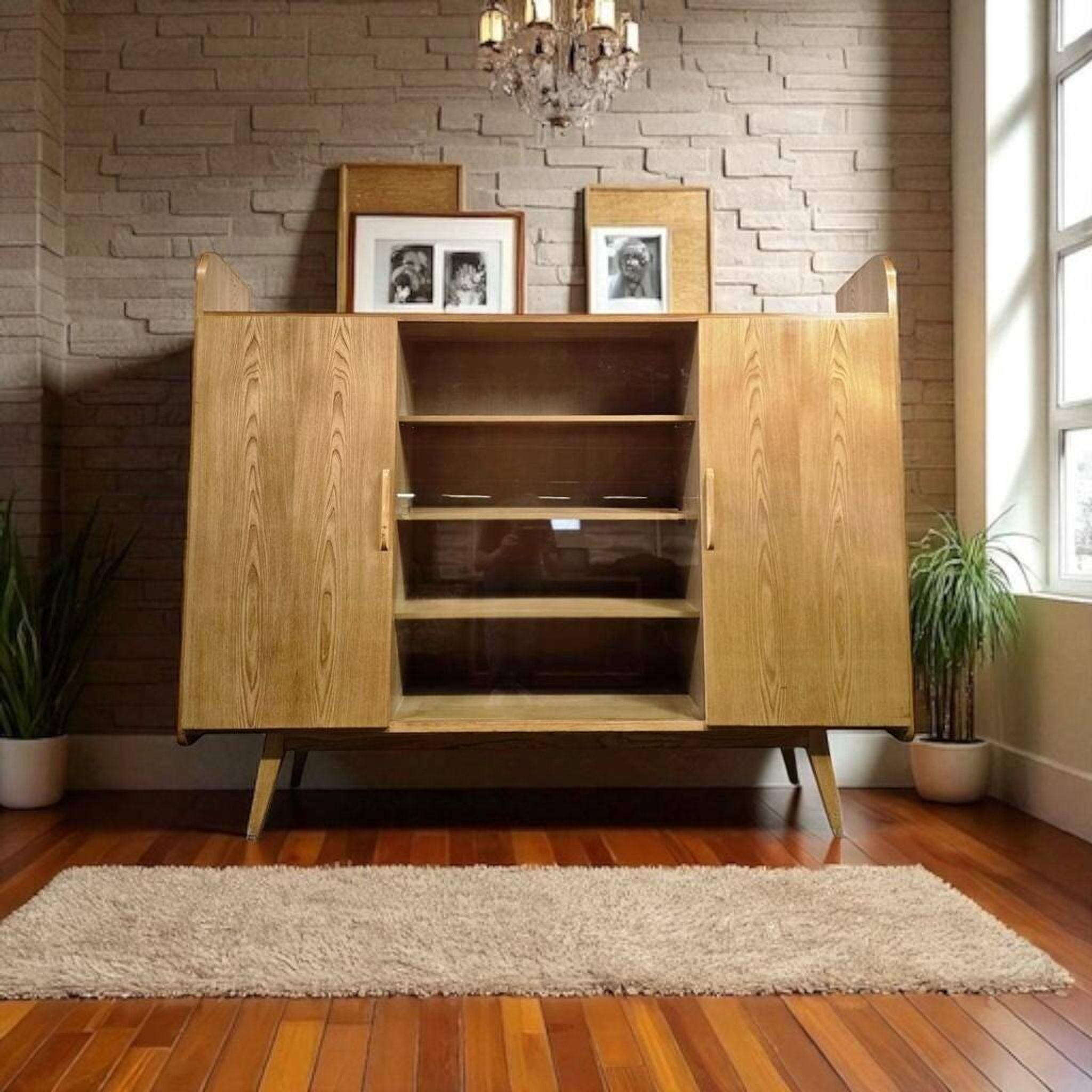 Vitrine vintage mi-hauteur avec partie ouverte