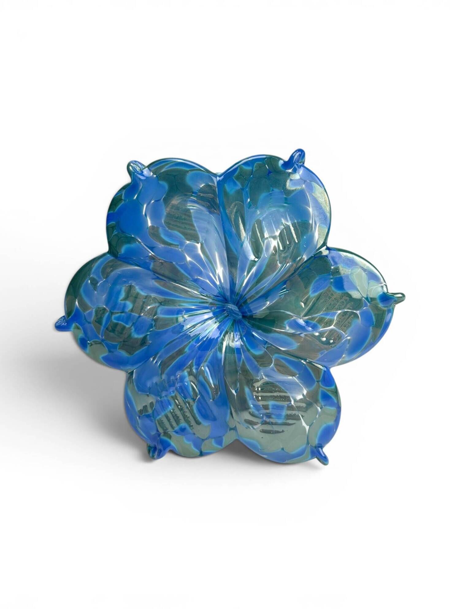pair of flower candle holders made of glass handcrafted in Italy