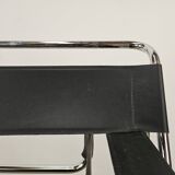 70s armchair in chromed tubular and black leather