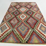 6x10 Green & Red Tribal Vintage Kilim Rug, 199x320Cm