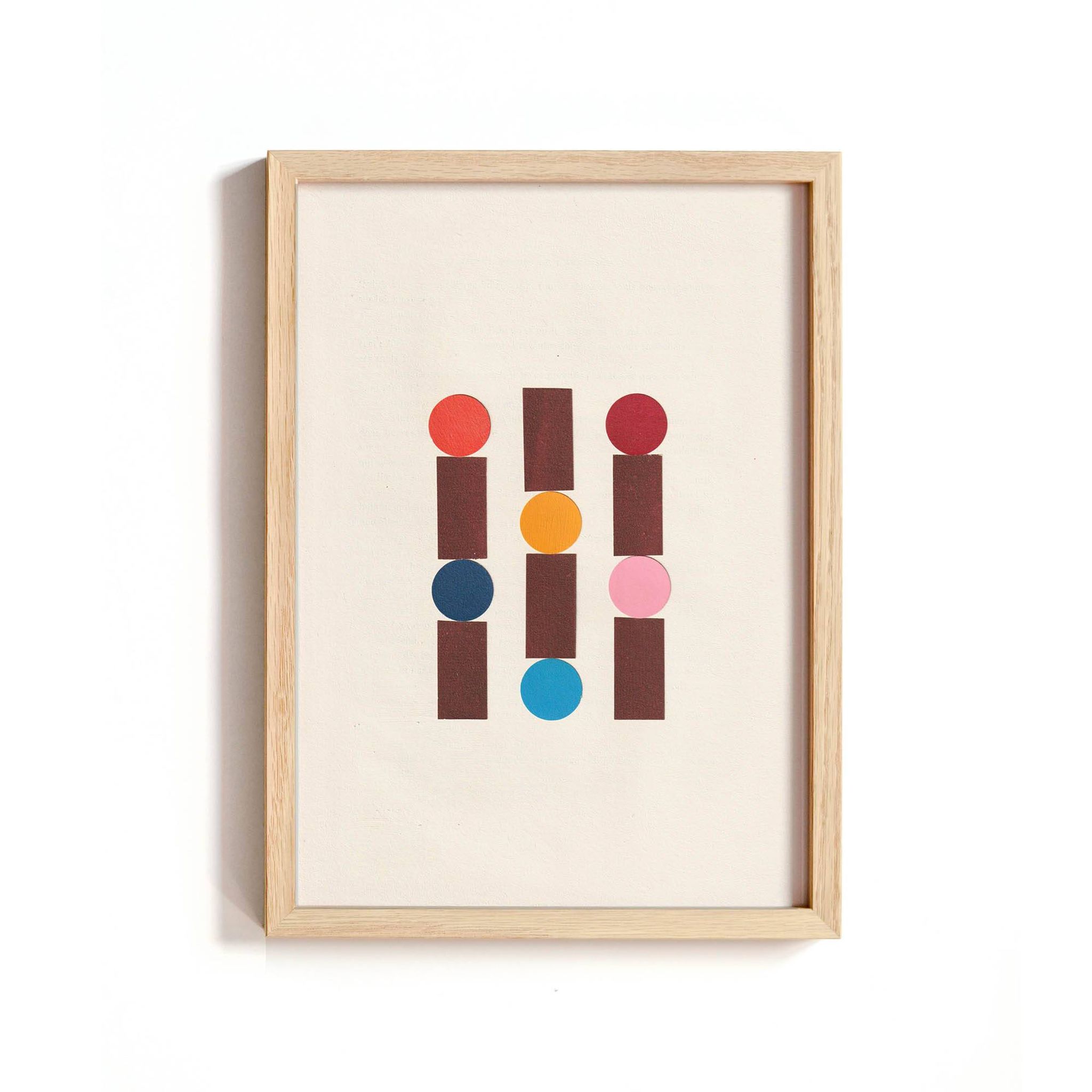 Collage sur papier ancien multicolors signé Eawy