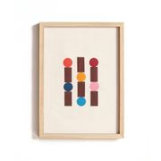 Collage sur papier ancien multicolors signé Eawy