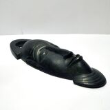 African mask smiling head in ebony wood sculpture africa 20x7cm