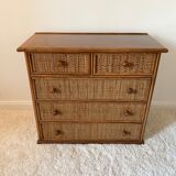 Vintage rattan chest of drawers
