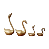 Brass swan family