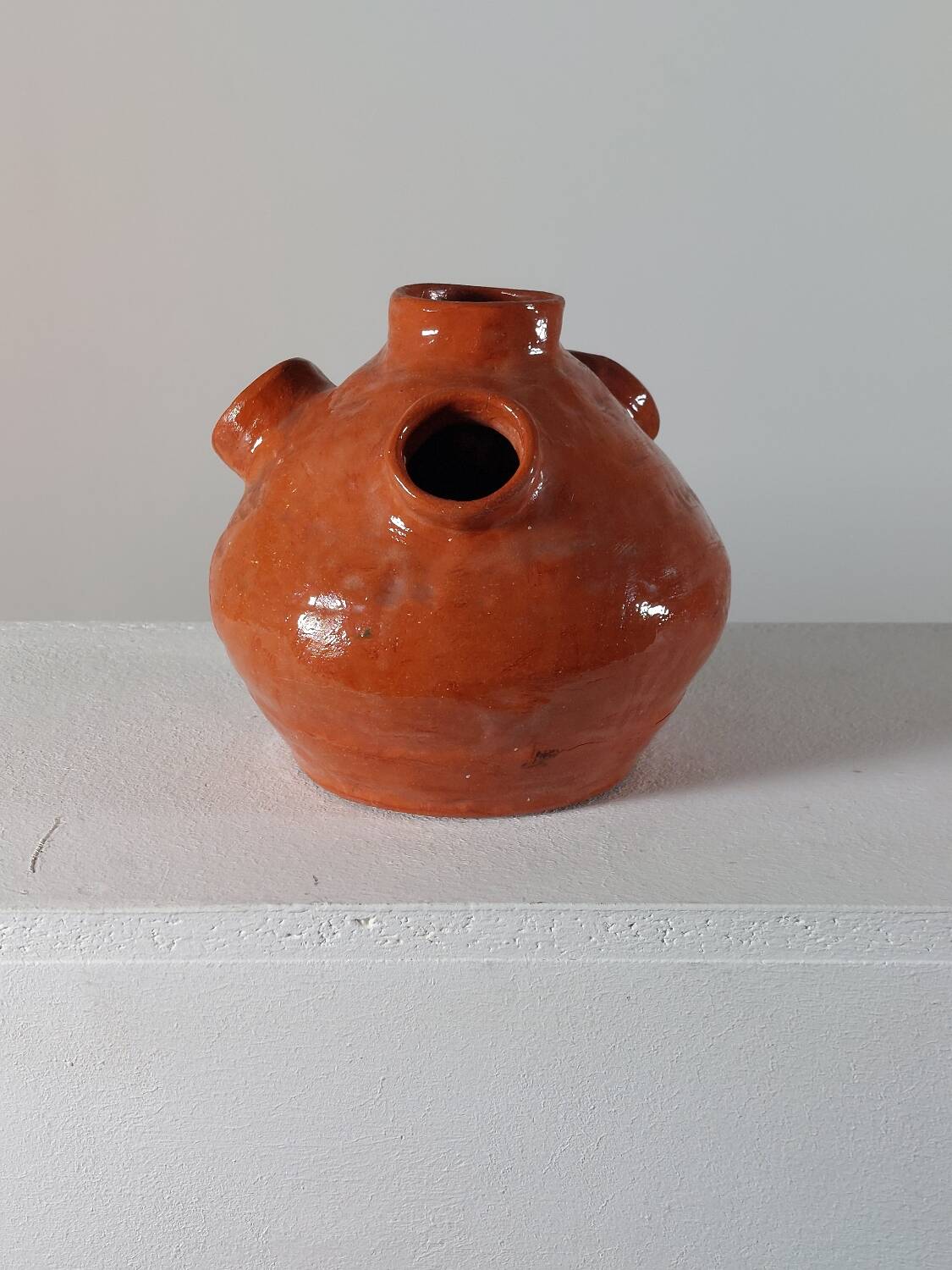 Vintage mid-century organic terracotta ceramic vase.