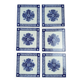 Lot de 6 carreaux anciens gien 11x11 cm – faïence bleu blanc décor vintage